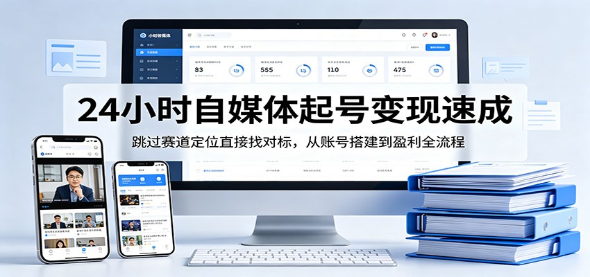 24小时自媒体起号变现速成，跳过赛道定位直接找对标，从账号搭建到盈利全流程-惠声资源站