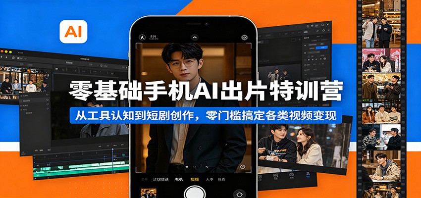 零基础手机AI出片特训营：从工具认知到短剧创作，零门槛搞定各类视频变现-惠声资源站