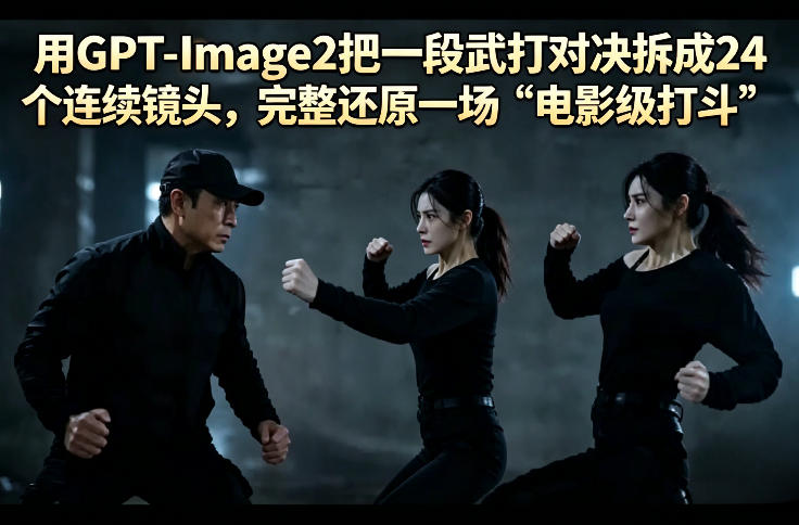 用GPT-Image2把一段武打对决拆成24个连续镜头，完整还原一场“电影级打斗”-惠声资源站