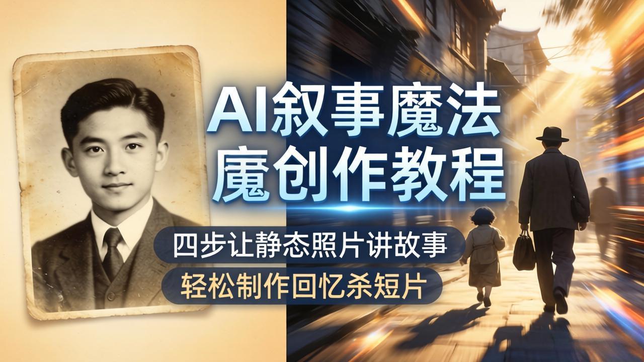 AI叙事魔法创作教程，四步让静态照片讲故事，老照片修复加动态特效，轻松制作回忆杀短片-惠声资源站