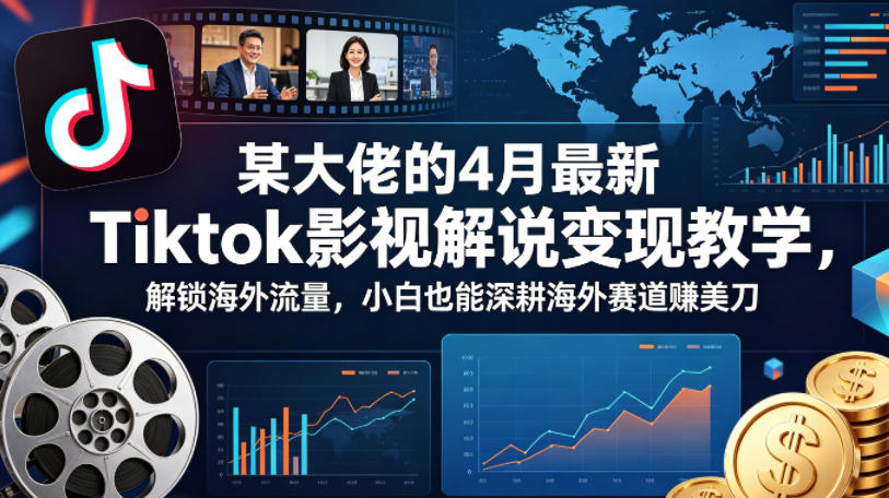 某大佬的4月最新Tiktok影视解说变现教学，解锁海外流量，小白也能深耕海外赛道賺美刀-惠声资源站