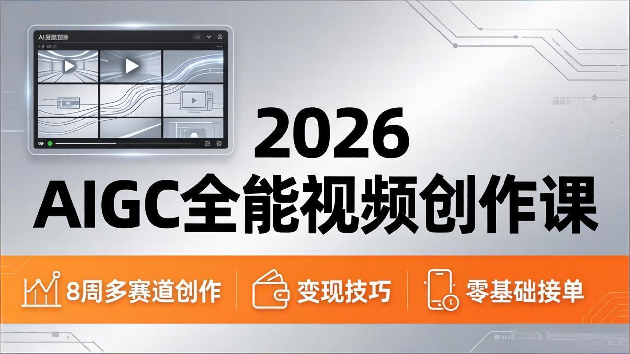 2026AIGC全能视频创作课，8周吃透多赛道创作+变现，零基础也能高效出片接单-惠声资源站