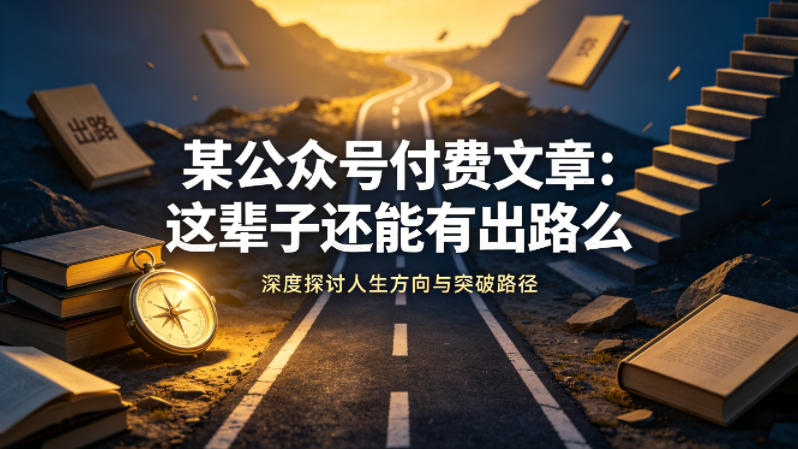 某公众号付费文章：这辈子还能有出路么-惠声资源站