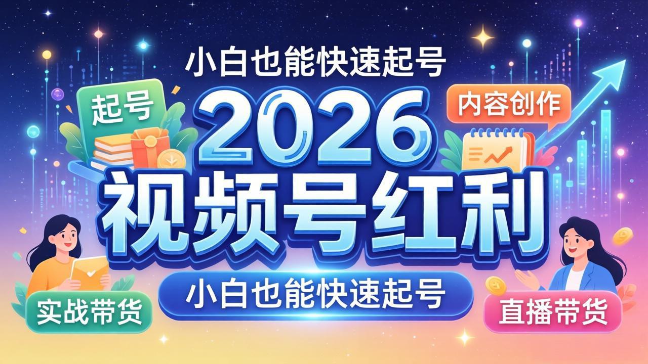 2026视频号红利实战营，大佬亲授起号、内容、直播、IP、投流、私域、矩阵全套落地打法-惠声资源站
