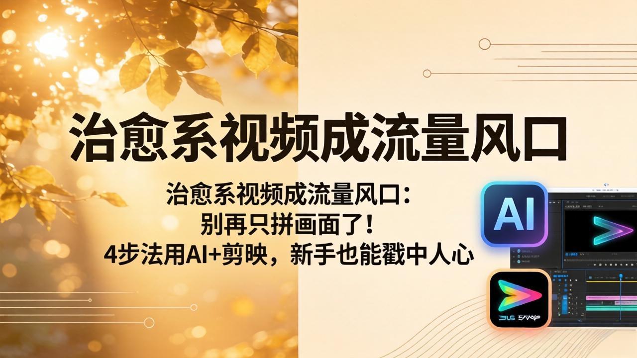 治愈系视频成流量风口：别再只拼画面了！4步法用AI+剪映，新手也能戳中人心-惠声资源站