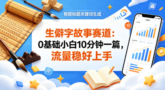 公众号流量主——生僻字故事赛道，流量稳，好上手，0基础小白也能10分钟一篇-惠声资源站