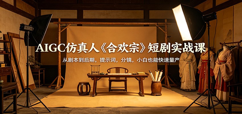 AIGC仿真人《合欢宗》短剧实战课：从剧本到后期，提示词，分镜，小白也能快速量产-惠声资源站