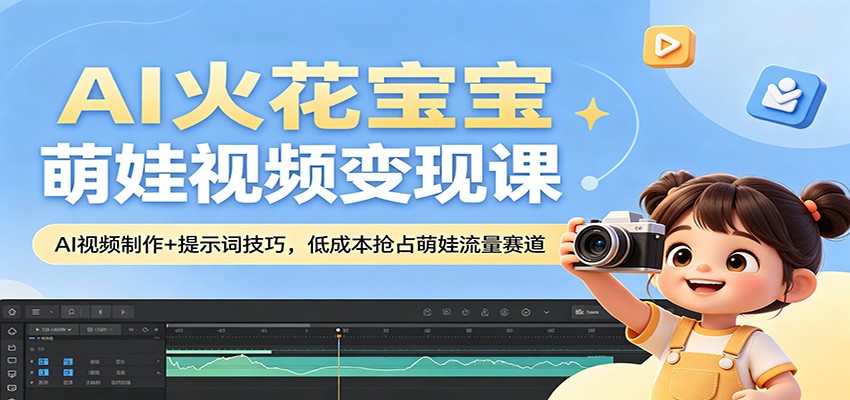 AI火花宝宝萌娃视频变现课：AI视频制作+提示词技巧，低成本抢占萌娃流量赛道-惠声资源站