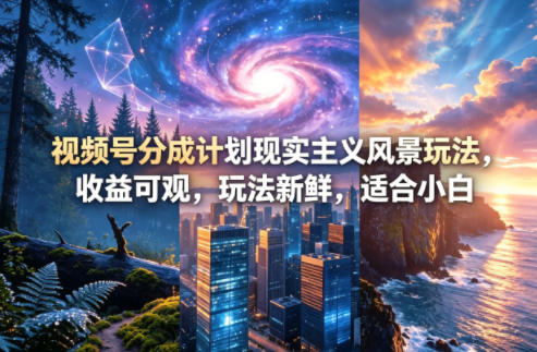 视频号分成计划现实主义风景玩法，收益可观，玩法新鲜，适合小白-惠声资源站