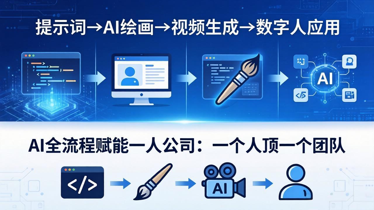 AI全流程赋能一人公司：提示词、绘画、视频、数字人、编程，一个人顶一个团队-惠声资源站