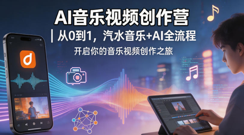 AI音乐视频创作营｜从0到1，汽水音乐+AI全流程，开启你的音乐视频创作之旅-惠声资源站