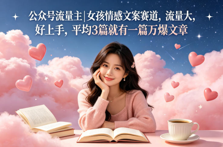 公众号流量主女孩情感文案赛道，流量大，好上手，平均3篇就有一篇万爆文章-惠声资源站