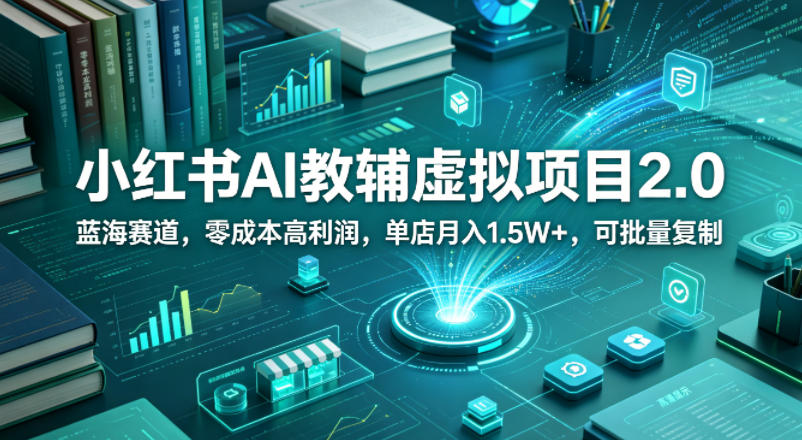 小红书AI教辅虚拟项目2.0，蓝海赛道，零成本高利润，单店月入1.5W+，可批量复制-惠声资源站
