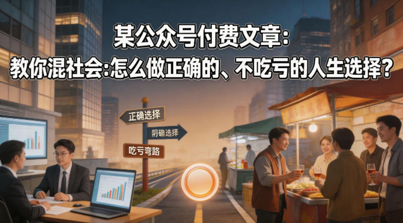 某公众号付费文章：教你混社会：怎么做正确的、不吃亏的人生选择？-惠声资源站