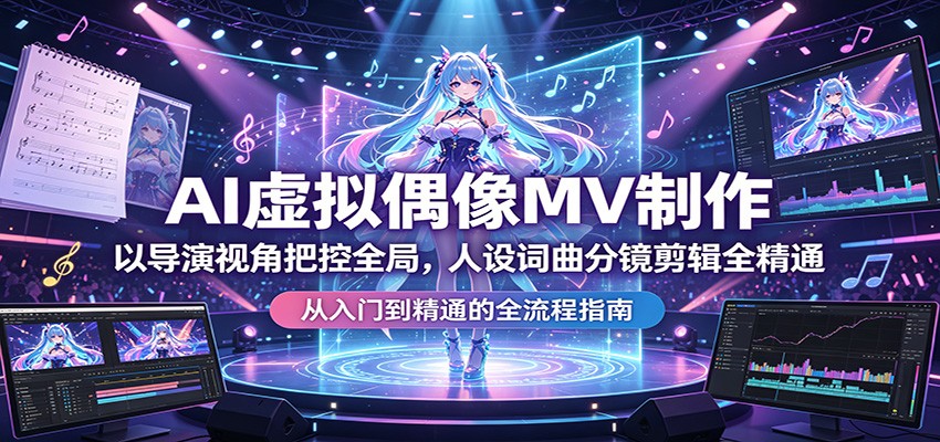 AI虚拟偶像MV制作：以导演视角把控全局，人设词曲分镜剪辑全精通-惠声资源站
