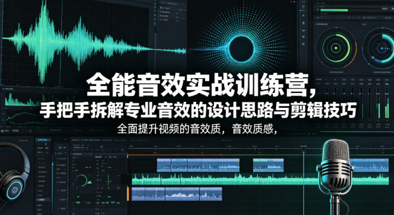 全能音效实战训练营，手把手拆解专业音效的设计思路与剪辑技巧，全面提升视频的音效质感-惠声资源站