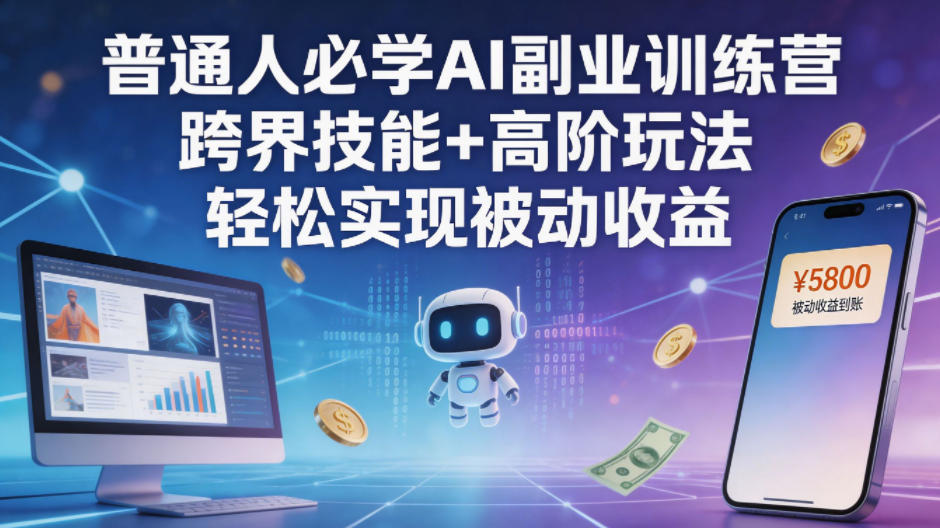 普通人必学AI副业训练营跨界技能+高阶玩法轻松实现被动收益-惠声资源站
