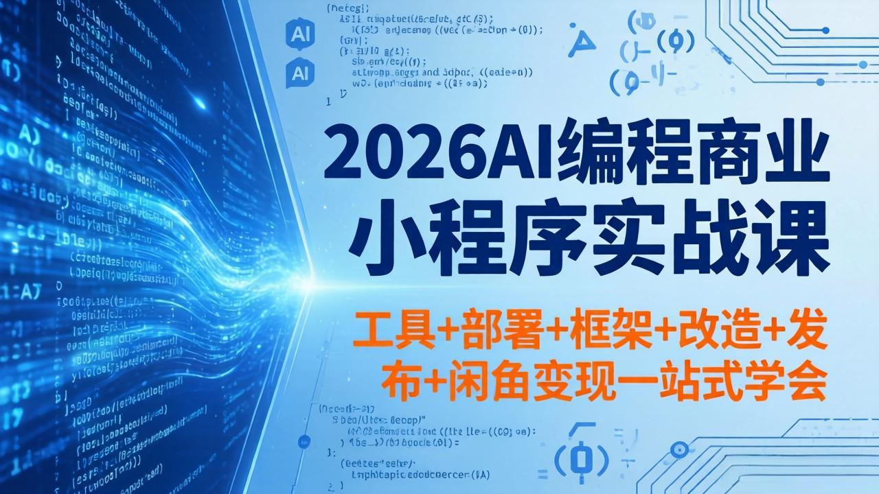 2026AI编程商业小程序实战课，工具+部署+框架+改造+发布+闲鱼变现一站式学会-惠声资源站