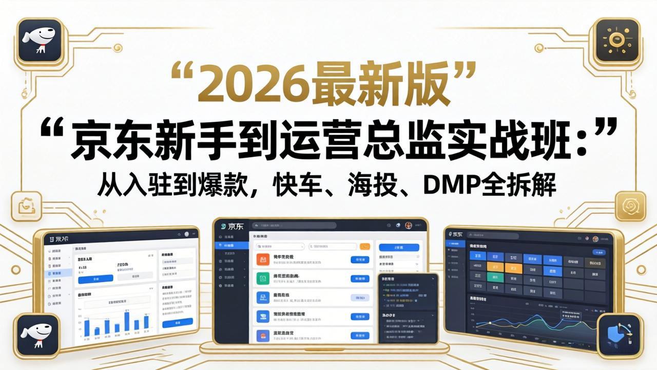 京东新手到运营总监实战班：从入驻到爆款，快车、海投、DMP全拆解，2026最新版-惠声资源站