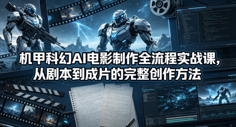 机甲科幻AI电影制作全流程实战课，从剧本到成片的完整创作方法-惠声资源站