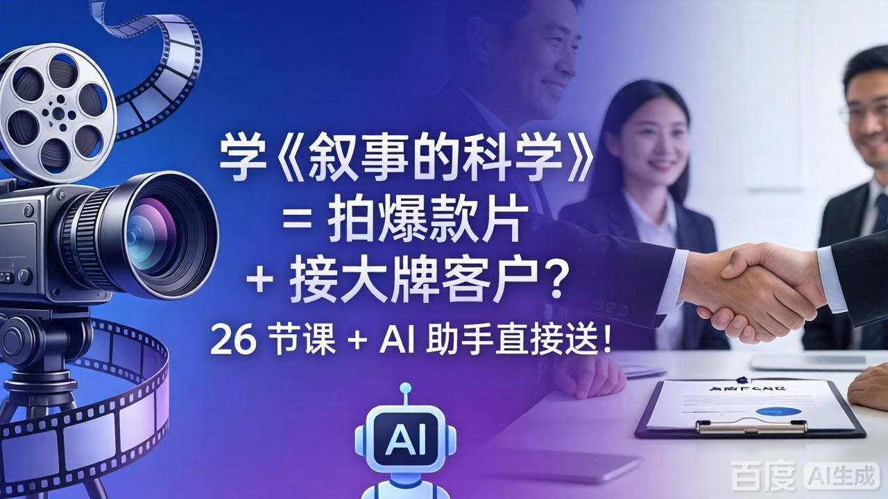 学《叙事的科学》= 拍爆款片 + 接大牌客户？26 节课 + AI 助手直接送！-惠声资源站