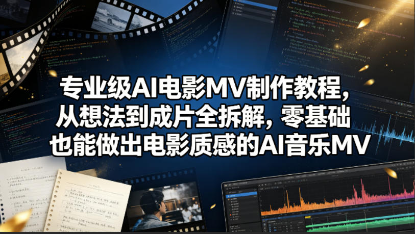 专业级AI电影MV制作教程，从想法到成片全拆解，零基础也能做出电影质感的AI音乐MV-惠声资源站