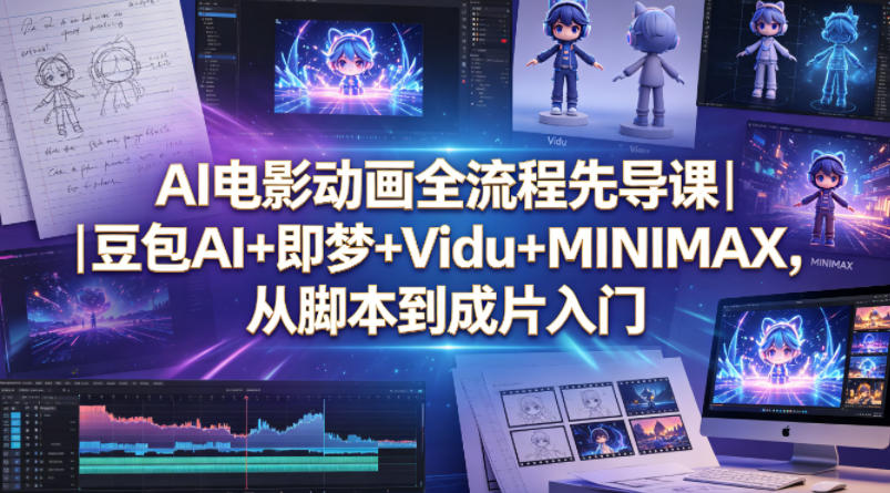 AI电影动画全流程先导课｜豆包AI+即梦+Vidu+MINIMAX，从脚本到成片入门-惠声资源站