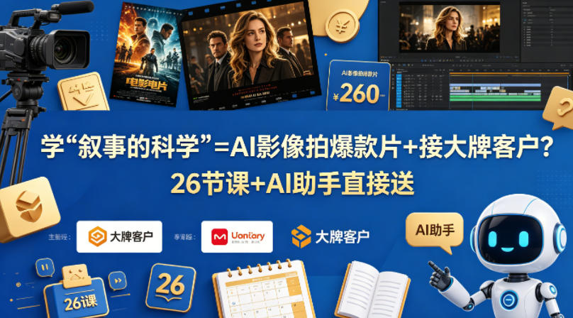 学《叙事的科学》=AI影像拍爆款片+接大牌客户？26节课+AI助手直接送【原创双语字幕】-惠声资源站