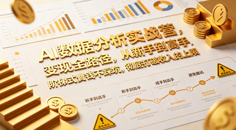 AI数据分析实战营，变现全路径，从新手到高手，阶梯式賺钱不踩坑，彻底打破收入的上限-惠声资源站