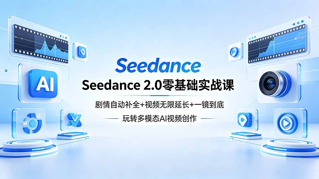 Seedance 2.0零基础实战课：剧情自动补全+视频无限延长+一镜到底：玩转多模态AI视频创作-惠声资源站