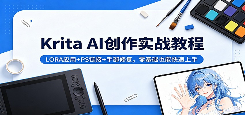 Krita AI创作实战教程：LORA应用+PS链接+手部修复，零基础也能快速上手-惠声资源站
