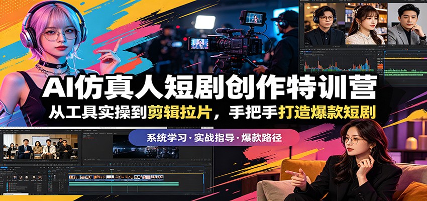 AI仿真人短剧创作特训营：从工具实操到剪辑拉片，手把手打造爆款短剧-惠声资源站