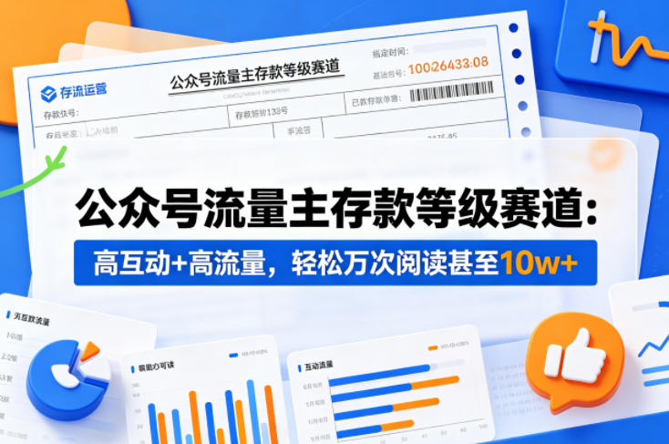 公众号流量主之存款等级赛道，高互动+高流量，轻松达到万次阅读，甚至10w+-惠声资源站