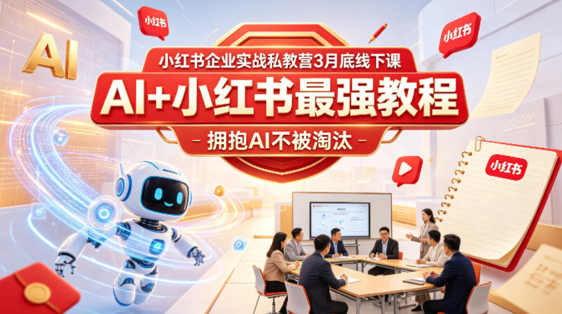 小红书企业实战私教营3月底线下课，AI+小红书最强教程，拥抱AI不被淘汰-惠声资源站