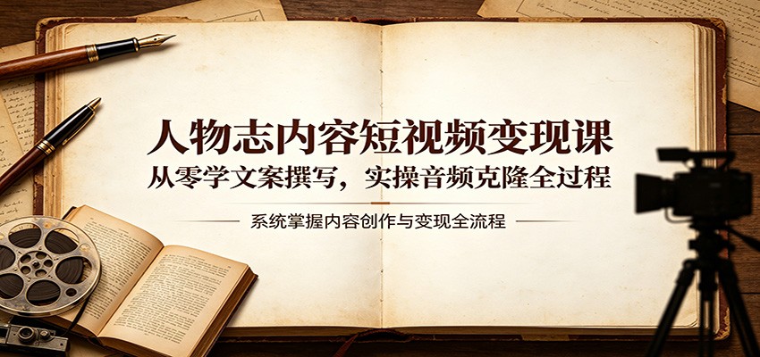 人物志内容短视频变现课：从零学文案撰写，实操音频克隆全过程-惠声资源站