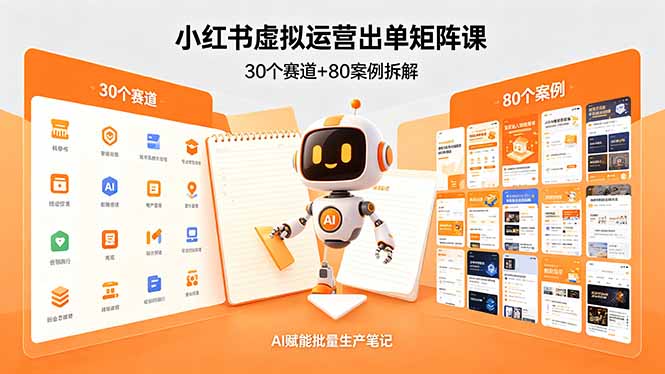 小红书虚拟运营出单矩阵课：30个赛道+80案例拆解，AI赋能批量生产笔记-惠声资源站