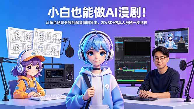 小白也能做AI漫剧！从角色场景分镜到配音剪辑导出，2D/3D/仿真人漫剧一步到位-惠声资源站
