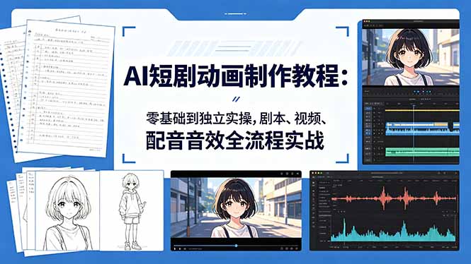 AI短剧动画制作教程：零基础到独立实操，剧本、视频、配音音效全流程实战-惠声资源站