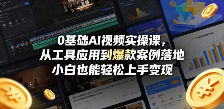 0基础AI视频实操课，从工具应用到爆款案例落地，小白也能轻松上手变现-惠声资源站