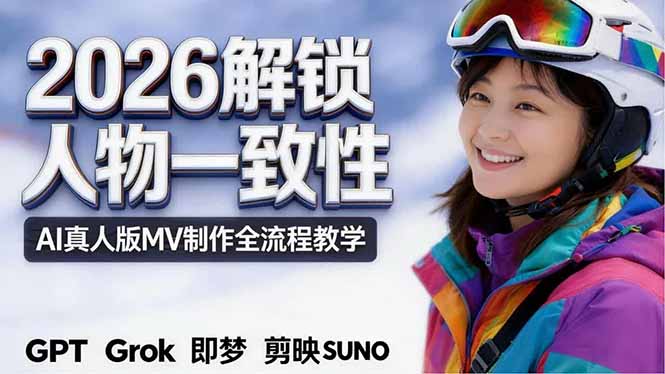 2026独创解锁人物一致性：AI真人版MV制作，不讲空话，不拼概念，全流程实操-惠声资源站