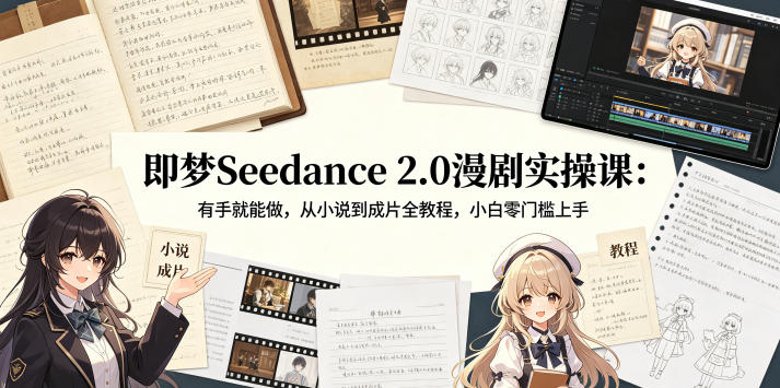 即梦Seedance 2.0漫剧实操课：有手就能做，从小说到成片全教程，小白零门槛上手-惠声资源站