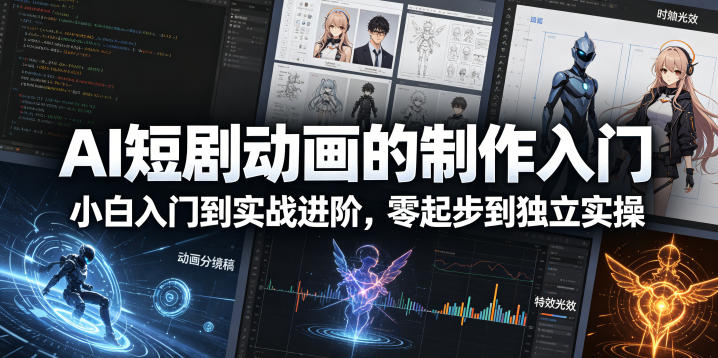 AI短剧动画的制作入门，小白入门到实战进阶，零起步到独立实操-惠声资源站