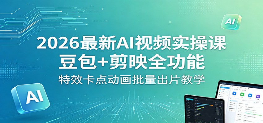 2026最新AI视频实操课：豆包+剪映全功能，特效卡点动画批量出片教学-惠声资源站