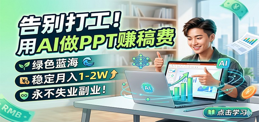 告别打工！用AI做PPT赚稿费，绿色蓝海，稳定月入1-2W，永不失业副业！-惠声资源站