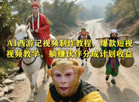 AI西游记视频制作教程，爆款短视频教学，躺賺伙伴分成计划收益-惠声资源站