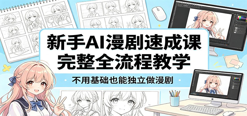 新手AI漫剧速成课：完整全流程教学，不用基础也能独立做漫剧-惠声资源站