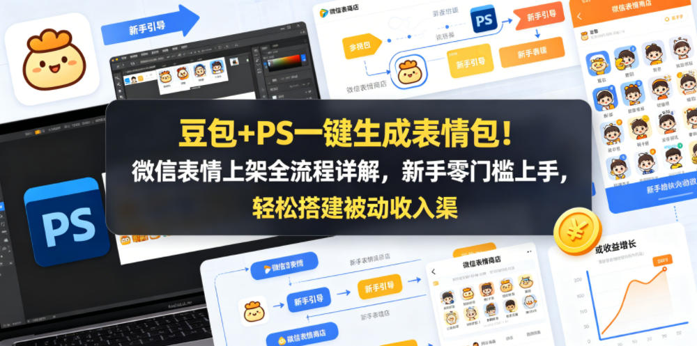 豆包+PS一键生成表情包！微信表情上架全流程详解，新手零门槛上手，轻松搭建被动收入渠道-惠声资源站