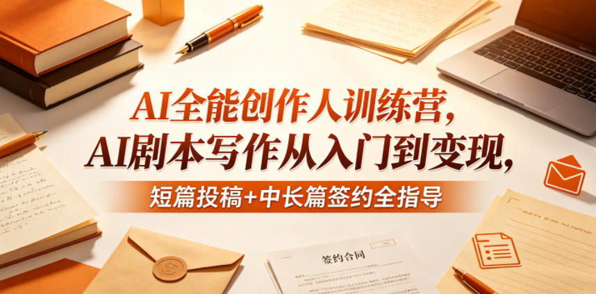 AI全能创作人训练营，AI剧本写作从入门到变现，短篇投稿+中长篇签约全指导-惠声资源站