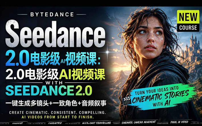 字节跳动的Seedance 2.0 AI电影视频生成制作教程，一键生成多镜头+一致角色+音频叙事-中英字幕-惠声资源站