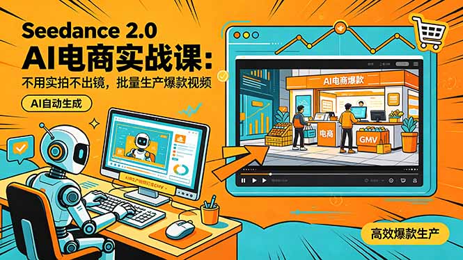 Seedance 2.0 AI电商实战课：不用实拍不出镜，批量生产爆款视频打爆GMV-惠声资源站